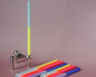 Mididisko_slim | Lot de 5 bougies bâtonnets | Bougies néon fines | 18 ou 25 x 1,3 cm | Petites fêtes