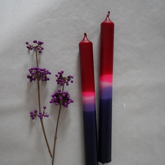 Plauderzauber | 2er Set Stabkerzen | dunkelblau_violett_rosa_neonpink_dunkelrot | Kleine Fete | bunte Kerzen