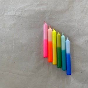 Rainbow Shine | Set of 6 | Birthday candles | neon | Dip Dye | Small candles | Children's birthday