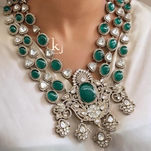 Premium Green Polki Uncut Polki Kundan Necklace Polki Necklace Indian Necklace Kundan Necklace Set Indian Jewelry Sabyasachi Jewelry