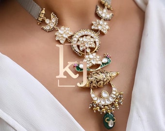 Royal Kundan & Polki Schmuck Set - Traditioneller indischer Bollywood Halsreif, viktorianische Halskette - Zeitlose Schönheit