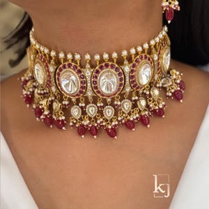 Uncut Polki Choker Moissanite Ruby Kundan Choker Sabyasachi Jewelry Moissanite Polki Diamond Choker Indian Bridal Choker Indian Choker