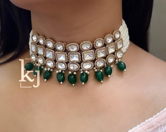 Kundan Choker Set/Indian Jewelry/Tyaani Jewelry/Bridal Jewelry/Festive Necklace Set/Hazoorilal Jewelry Partywear Choker Set/Wedding Set