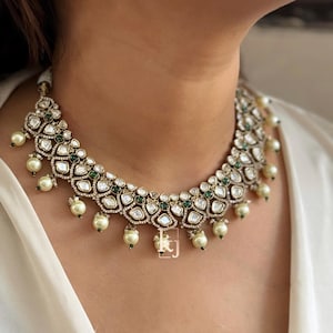 Sabyasachi Inspired Designer Premium Kundan Polki Necklace Set Indian Wedding Set Pakistani Jewelry Victorian Necklace Set Handmade Jewelry