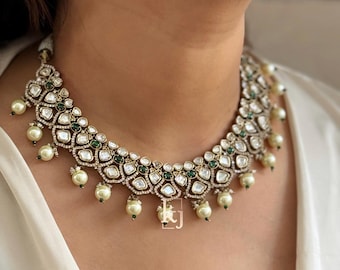 Sabyasachi Inspired Kundan Polki Indian Wedding Victorian Necklace Pakistani Handmade Jewelry