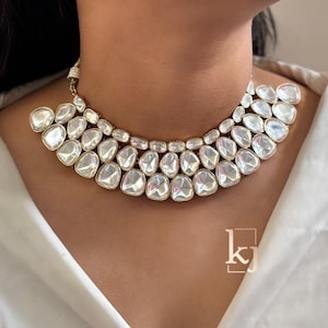 High Quality Sabyasachi Inspired Gold Plated Uncut Polki Kundan Jadau Indian Bridal Choker Necklace Set Pakistani Jewelry Wedding Jewelry