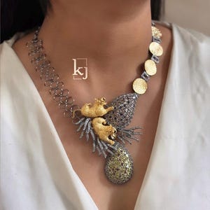 Sabyasachi Inspired Jewelry Designer Long Necklace Antique Jewelry Set Wedding Jewelry Set Unique Necklace CZ Necklace Set Bollywood Jewelry