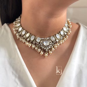 Polki Necklace Kundan Necklace Set Sabyasachi Jewelry Indian Necklace Moissanite Polki Diamond Choker Jadau Jewelry Indian Wedding Necklace