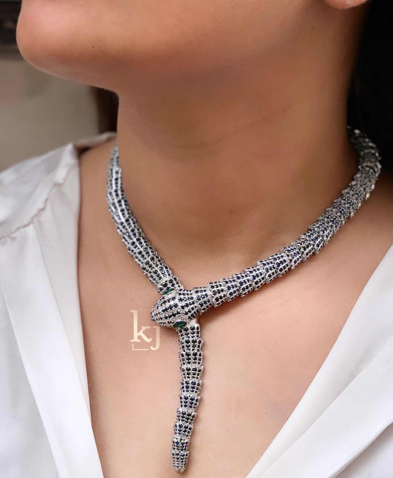 【VINTAGE HOLLYWOOD】Diagonal Snake Chain Necklace Vintage Snake Chain