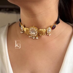 Uncut Gold Polki Kundan Choker India Choker Set Sabyasachi Jewelry Moissanite Carved Stone Set Polki Kundan Choker Set Unique Choker