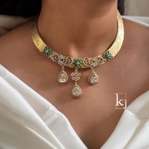 Polki Necklace Designer Kundan Necklace Sabyasachi Inspired Moissanite Polki Fine Kundan Bridal Necklace Set Indian Choker Pakistani Jewelry