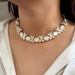 Designer Premium Moissanite Polki Necklace Sabyasachi Inspired Uncut Polki Jewelry Kundan Necklace Polki Kundan Jewelry Set Punjabi Jewelry