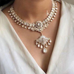 Sabyasachi Inspired Kundan Necklace Set Uncut Polki Kundan Necklace with Earrings Designer Necklace Set Pakistani Jewelry Handmade Jewelry