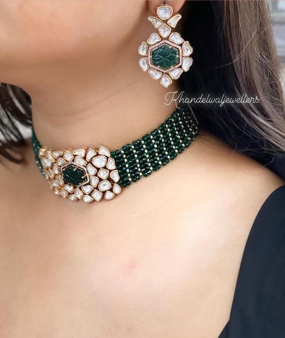 Moissanite Necklace , emerald Choker Necklace , Beaded Necklace , 925  sterling silver Necklace at Rs 250/piece | Emerald Necklace in Jaipur | ID:  25190750212