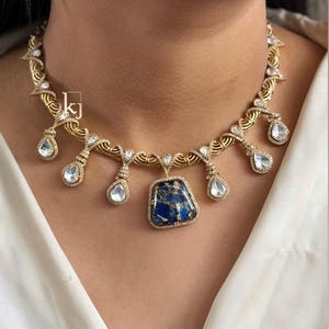 Premium Moissanite  Stone Kundan Set/Kundan Moissanite fire stone Necklace/ Indian Bridal Jewelry/Kundan Wedding Jewelry Unique Jewelry