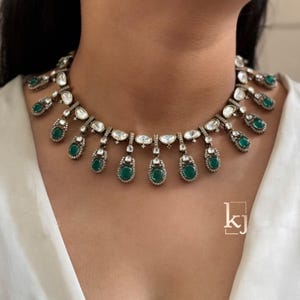 Kundan Premium Polki Kundan Necklace Sabyasachi Inspired Fine Jewelry Indian Bollywood Celebrity Style Designer Necklace Bridal Jewelry Set