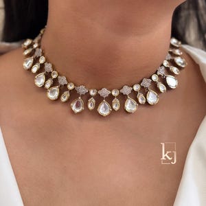 Finest Kundan Victorian Polki Necklace Kundan Necklace Sabyasachi Inspired Indian Choker Moissanite Polki Jewelry Designer Jewelry Wedding