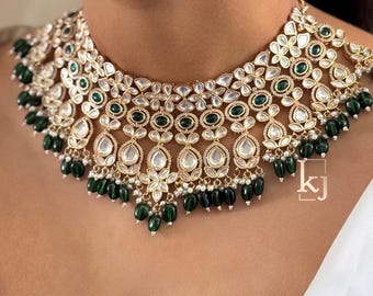 Pink Kundan Choker Necklace Set, Indian Bridal Jewelry, Wedding Statement Jewelry Gift
