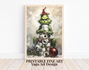 Grinch&#39;s TP Christmas Tree Art Print: Funny Bathroom Decor (Digital Download)