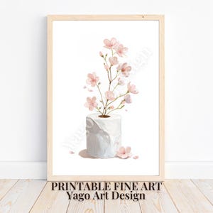 Pink Flower Toilet Paper Roll Print: Funny Bathroom Watercolor Art (Digital Download)