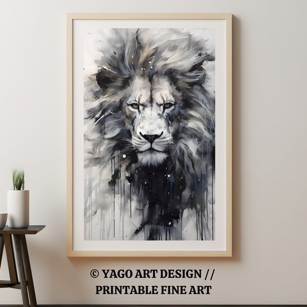 Lion Digital Print | Lion Poster | Printable Lion Wall Art | Abstract Oil Painting | Minimalist Printable | Modern Wall Art | Animal Poster