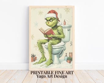 Funny Grinch Christmas Toilet Art Print (Digital Download)