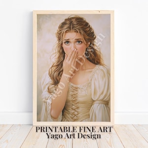 Funny Bathroom Wall Art Print, Toilet Humor, Lady Classical Painting Digital Download, Lady Holding Her Nose Poster Print, Bathroom Decor