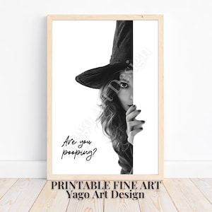 Funny Witch Bathroom &quot;Are You Pooping&quot; Art, Funny Minimalist Bathroom Decor, Halloween Wall Art, Toilet Humor Decor, Modern Bathroom Art