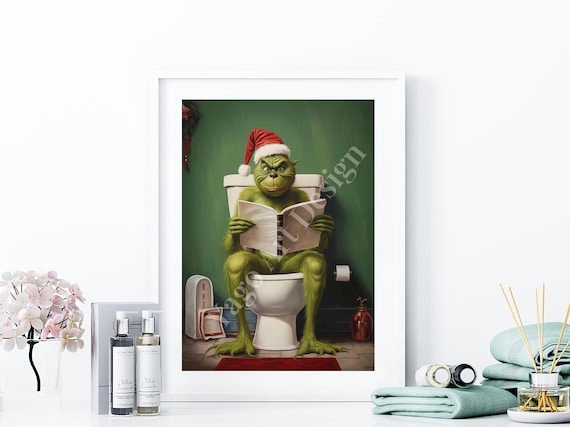 ikea cigarette santa Funny Grinch Christmas Bathroom Art Print (digital Download)