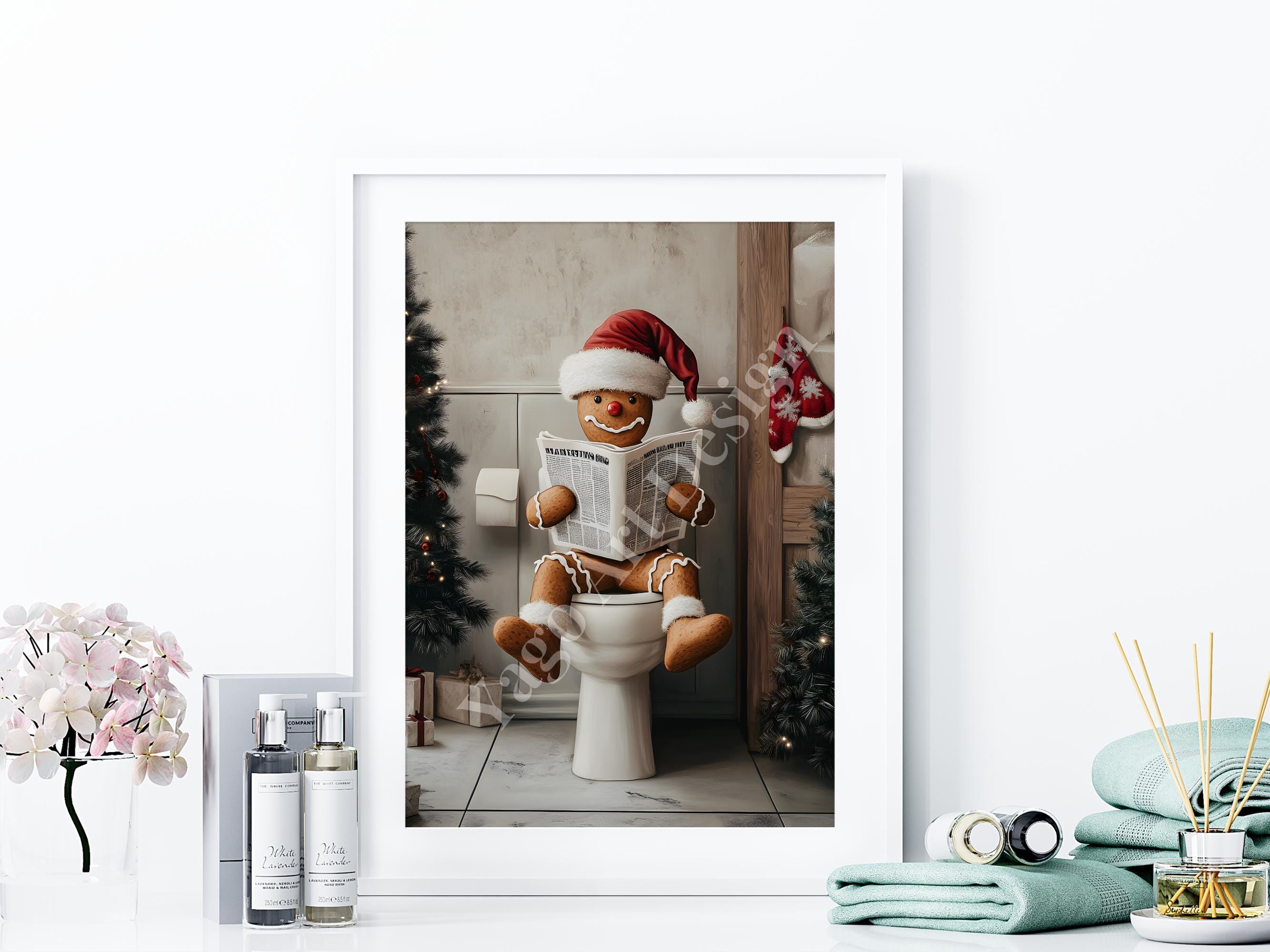 Christmas Gingerbread Man Toilet Decal Sticker – Waterproof PVC Self-Adhesive Decal For Toilet Lid, Tank & Bathroom Decor 1 thumbnail image