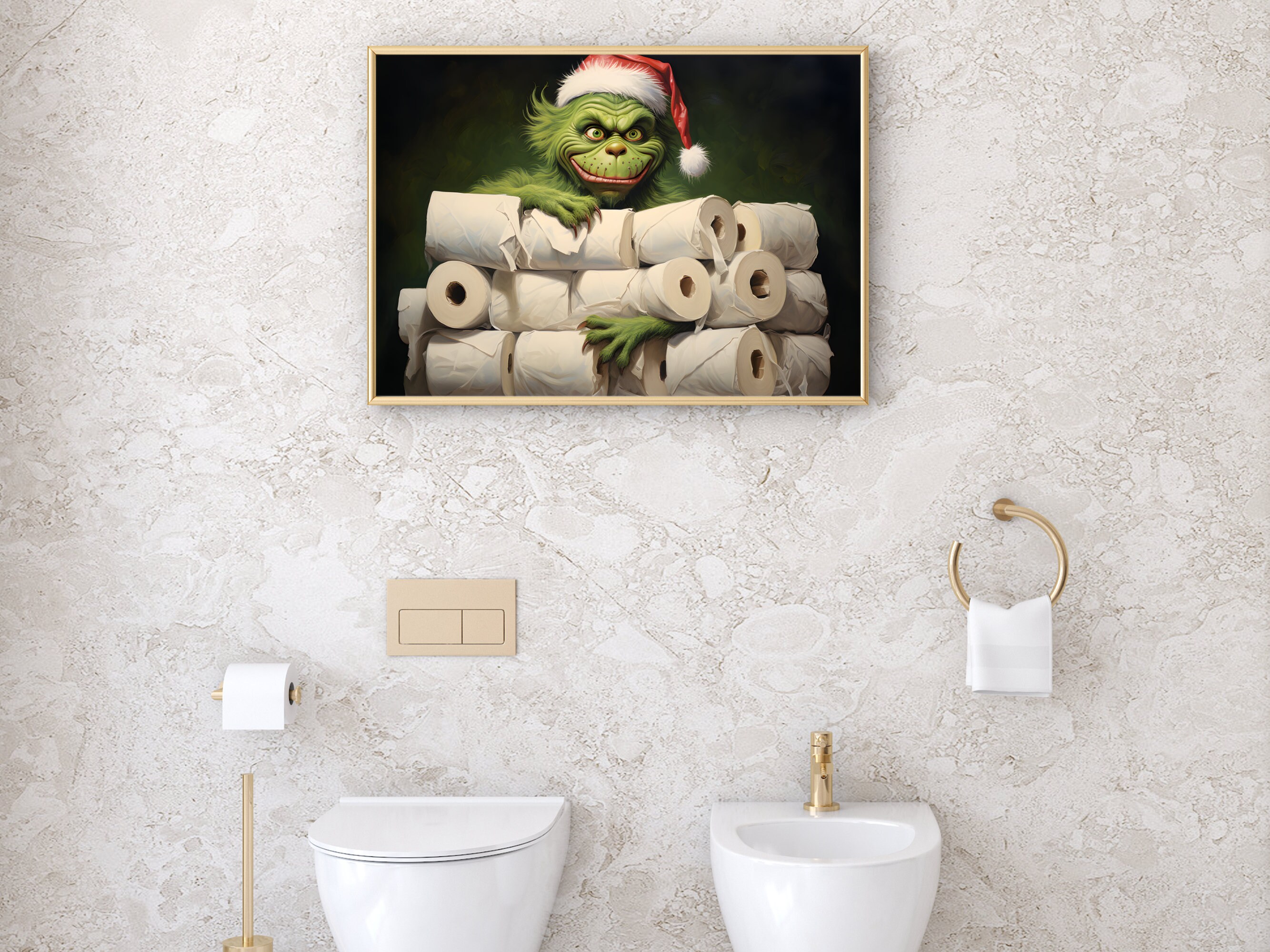 Grinch Bathroom Print Funny Poster Wall Art Xmas Holiday Wall Decor Toilet Humor Classic ...