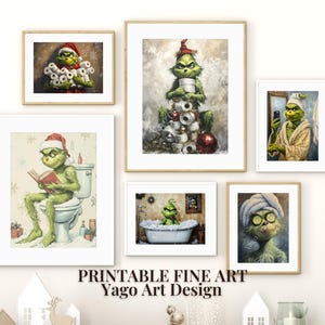 Pode incluir: Conjunto de 8 impress&otilde;es de arte imprim&iacute;veis com tema Grinch. Cada impress&atilde;o apresenta uma ilustra&ccedil;&atilde;o diferente do Grinch em uma situa&ccedil;&atilde;o humor&iacute;stica. As impress&otilde;es s&atilde;o perfeitas para adicionar um toque de capricho a qualquer c&ocirc;modo.