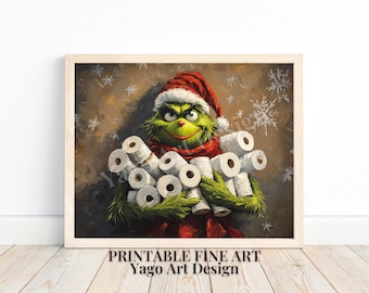 Grinch Christmas Bathroom Print: Funny Toilet Paper Art (Digital Download)
