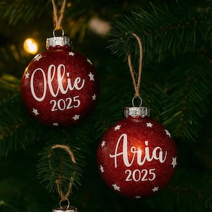 Personalised bauble, Christmas decoration, Keepsake, Glitter bauble, Secret Santa