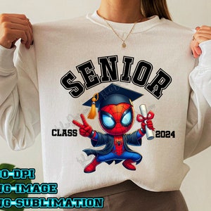 Senior Class 2024 Graduation With Sublimation Design PNG, Superhero Graduation 2024 Png, Graduation 2024, Graduation Gift, Digital Download image 2