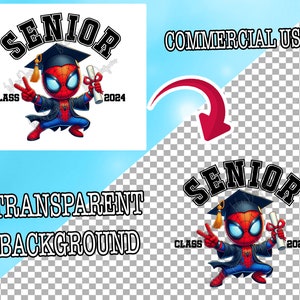 Senior Class 2024 Graduation With Sublimation Design PNG, Superhero Graduation 2024 Png, Graduation 2024, Graduation Gift, Digital Download image 5