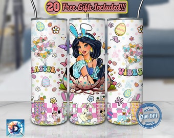 Easter Vibes 20oz Skinny Tumbler Sublimation Design Png, Princess For Straight/Tapered Wrap PNG, Sublimation Printing Png, Holiday Gift Png