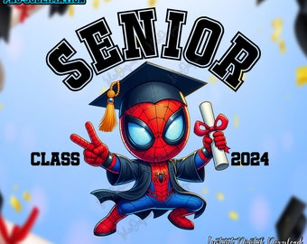 Senior Class 2024 Graduation With Sublimation Design PNG, Superhero Graduation 2024 Png, Graduation 2024, Graduation Gift, Digital Download