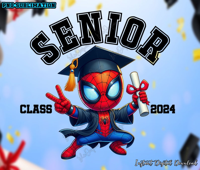 Senior Class 2024 Graduation With Sublimation Design PNG, Superhero Graduation 2024 Png, Graduation 2024, Graduation Gift, Digital Download image 1