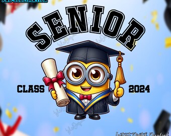 Senior Class 2024 Graduation With Sublimation Design PNG, Cartoon Graduation 2024 Png, Graduation 2024, Graduation Gift, Digital Download