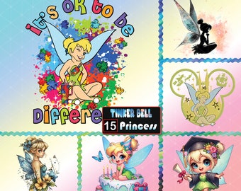 15 Files Little Fairy Characters Sublimation Designs Png, Stylish Princess Png Bundle, Princess Watercolor Clipart Png, Digital Download