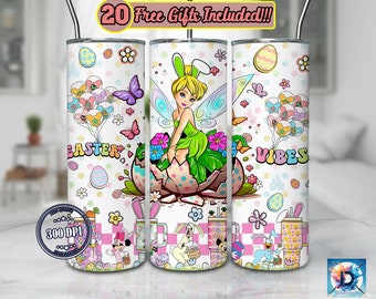 Easter Vibes 20oz Skinny Tumbler Sublimation Design Png, Princess For Straight/Tapered Wrap PNG, Sublimation Printing Png, Holiday Gift Png