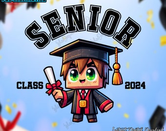 Senior Class 2024 Afstuderen met sublimatieontwerp PNG, Game Afstuderen 2024 Png, Afstuderen 2024, Afstudeercadeau, Digitale download