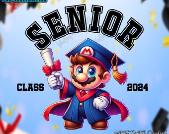 Senior Class 2024 Graduation With Sublimation Design PNG, Game Graduation 2024 Png, Graduation 2024, Graduation Gift, Digital Download