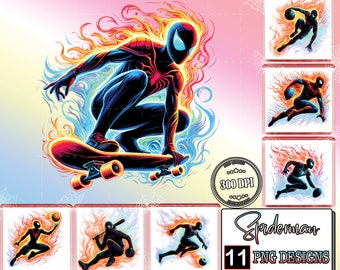 11 Files Superhero Sillhouette Sublimation Designs Png, Super Hero Png Bundle, Watercolor Clipart Png Bundle, Hero Fans, Commercial Use