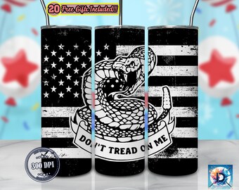 Don't Tread On Me Png, Independence Day Tumbler Template Png, Fourth Of July Png, 20oz Skinny Tumbler Sublimation Design, Digital Download
