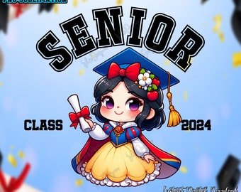 Senior Class 2024 Graduation With Sublimation Design PNG, Princess Graduation 2024 Png, Graduation 2024, Graduation Gift, Digital Download