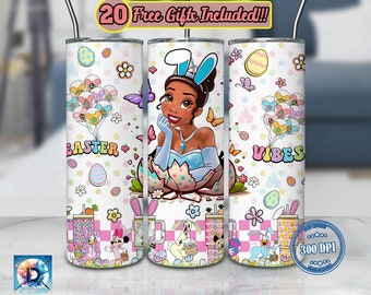 Easter Vibes 20oz Skinny Tumbler Sublimation Design Png, Princess For Straight/Tapered Wrap PNG, Sublimation Printing Png, Holiday Gift Png