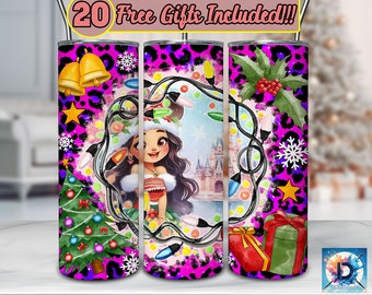 Christmas Princess Cute Design | Christmas Leopard 20oz tumbler sublimation PNG Design | Tumbler Sublimation Designs Digital Download