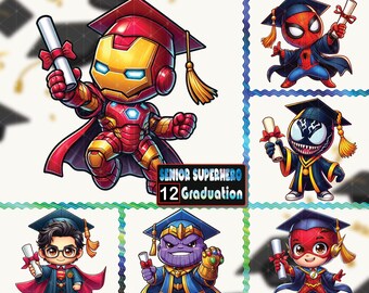 12 Files Superhero Graduation Sublimation Designs Png, Graduation Chibi Style, Graduate Shirt Gift Idea, Chibi Cute Hero,Digital Download